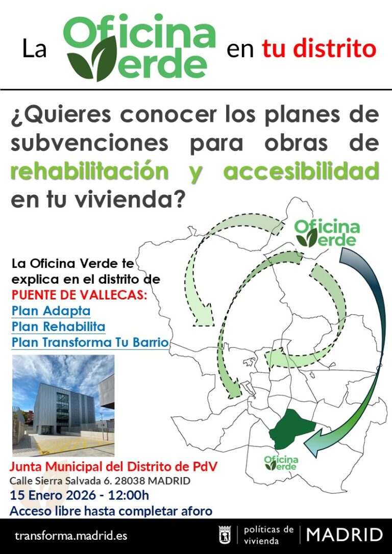 La Oficina Verde celebra en Puente de Vallecas una jornada sobre subvenciones para la rehabilitación y accesibilidad en viviendas